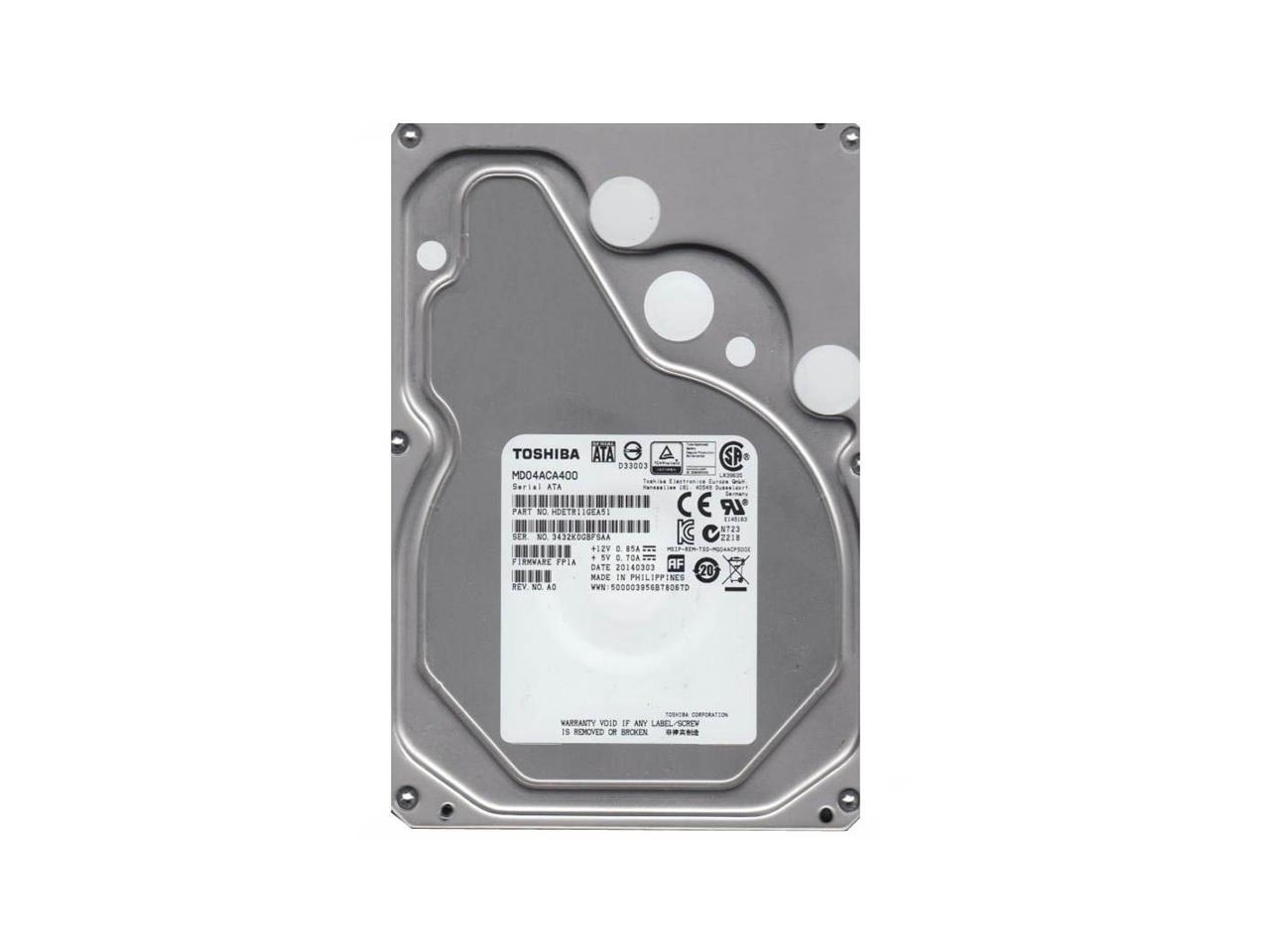 TOSHIBA MD04ACA400 4TB 7200 RPM 128MB Cache SATA 6.0Gb/s 3.5" Internal Hard Drive