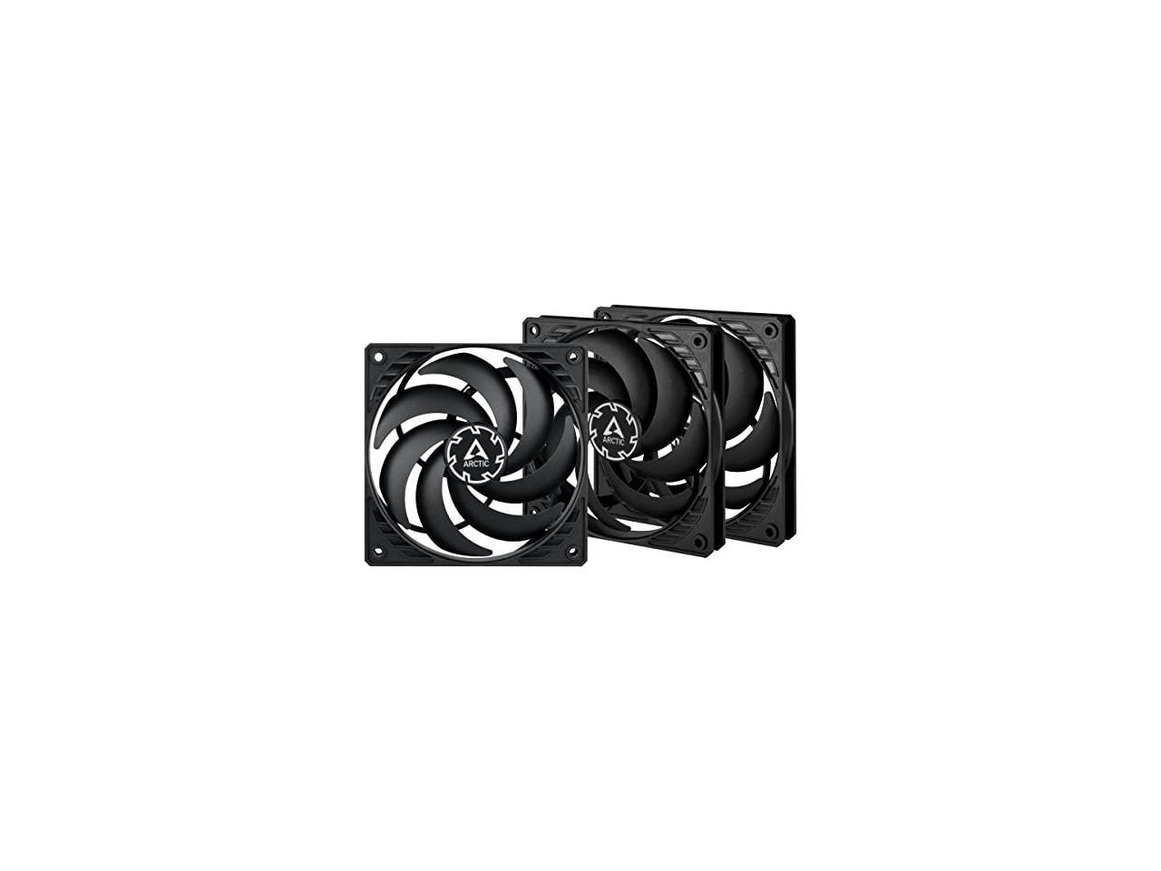arctic p12 slim pwm pst (3 pack) - 120 mm case fan with pwm sharing technology (pst), pressure-optimised, quiet motor, computer, extra slim, 300-2100 rpm - black
