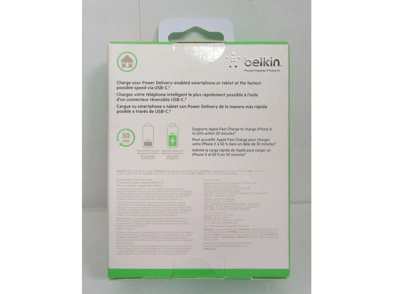 Belkin BOOSTUP Power Delivery 27W USB-C Wall Charger - White