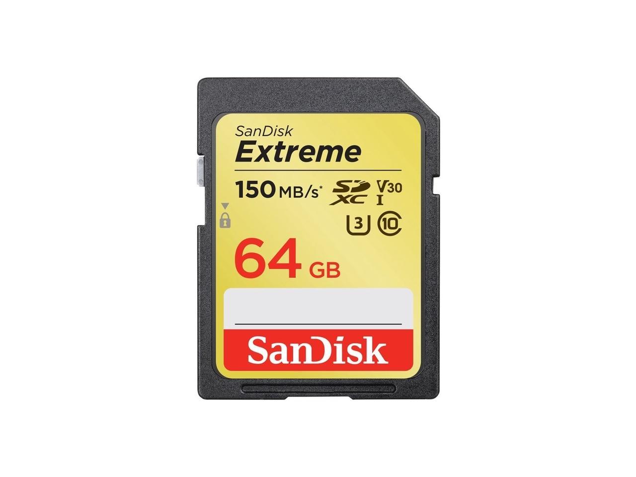 SanDisk 64GB EXTREME SD 150/60MB/S RW C10 UHS U3 V30 A