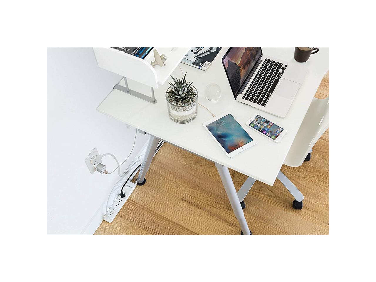 Belkin BE106000-08R 6-Outlet Power Strip Surge Protector w/ Flat Rotating Plug, 8ft Cord – Ideal for Personal Electronics, Small Appliances and More (720 Joules),White