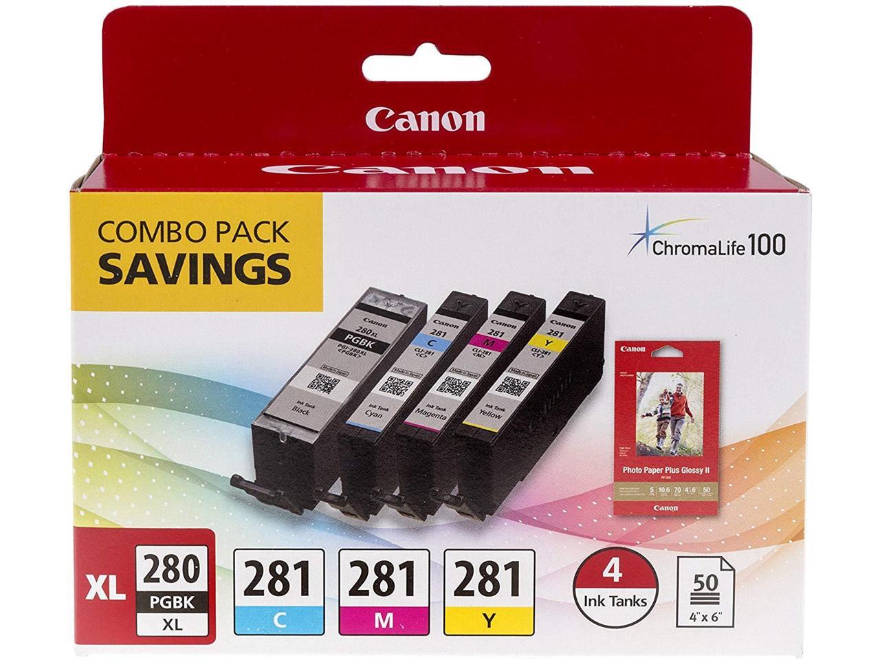 Canon CLI-281 XL Ink Cartridge Value Pack Black/Cyan/Magenta/Yellow Inkjet Print Technology 2021C006