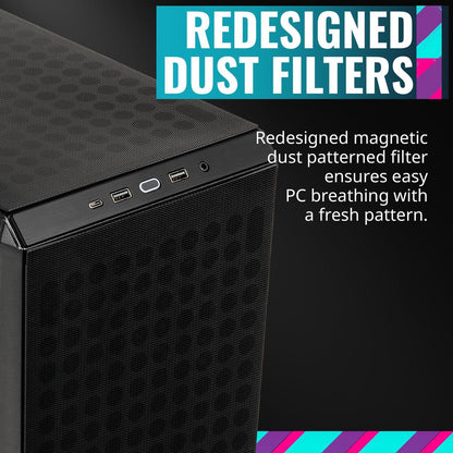 Cooler Master Q300L V2 Micro-ATX Tower, Magnetic Patterned Dust Filter, USB 3.2 Gen 2x2 (20GB), Tempered Glass Panel, CPU Coolers Max 159mm, GPU Max 360mm, Fully Ventilated Airflow (Q300LV2-KGNN-S00)