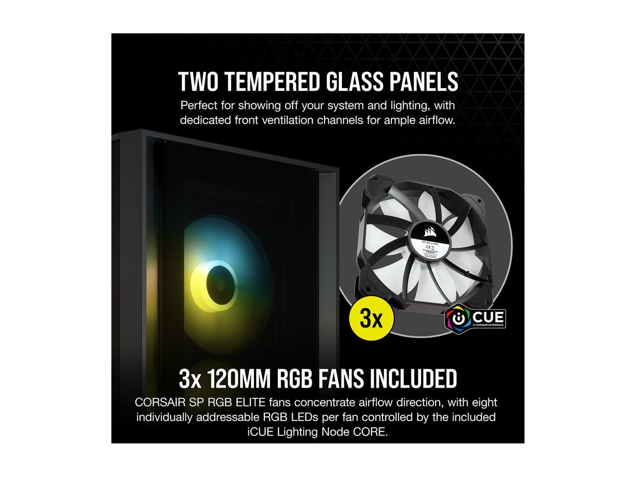 Corsair iCUE 4000X RGB CC-9011204-WW Black Steel / Plastic / Tempered Glass ATX Mid Tower Computer Case