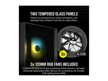 Corsair iCUE 4000X RGB CC-9011204-WW Black Steel / Plastic / Tempered Glass ATX Mid Tower Computer Case