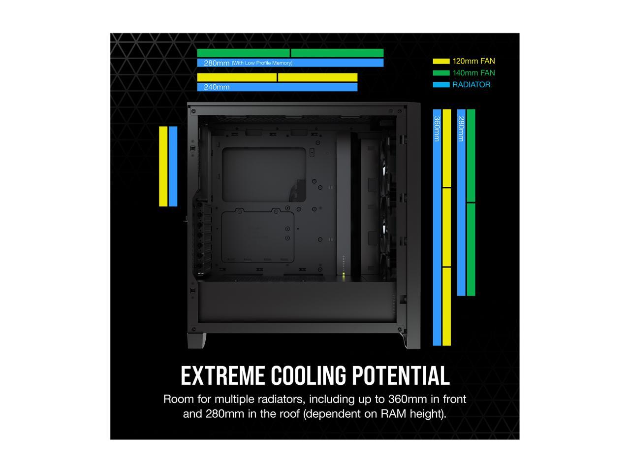 Corsair iCUE 4000X RGB CC-9011204-WW Black Steel / Plastic / Tempered Glass ATX Mid Tower Computer Case