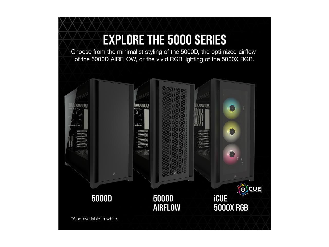 Corsair 5000D Airflow Tempered Glass Mid-Tower ATX PC Case, Black, CC-9011210-WW