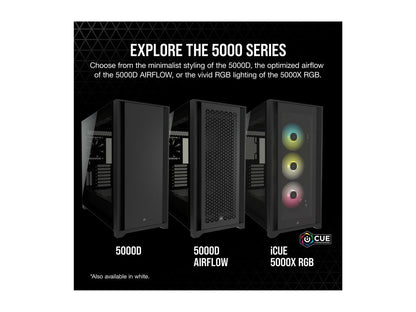Corsair 5000D Airflow Tempered Glass Mid-Tower ATX PC Case, Black, CC-9011210-WW