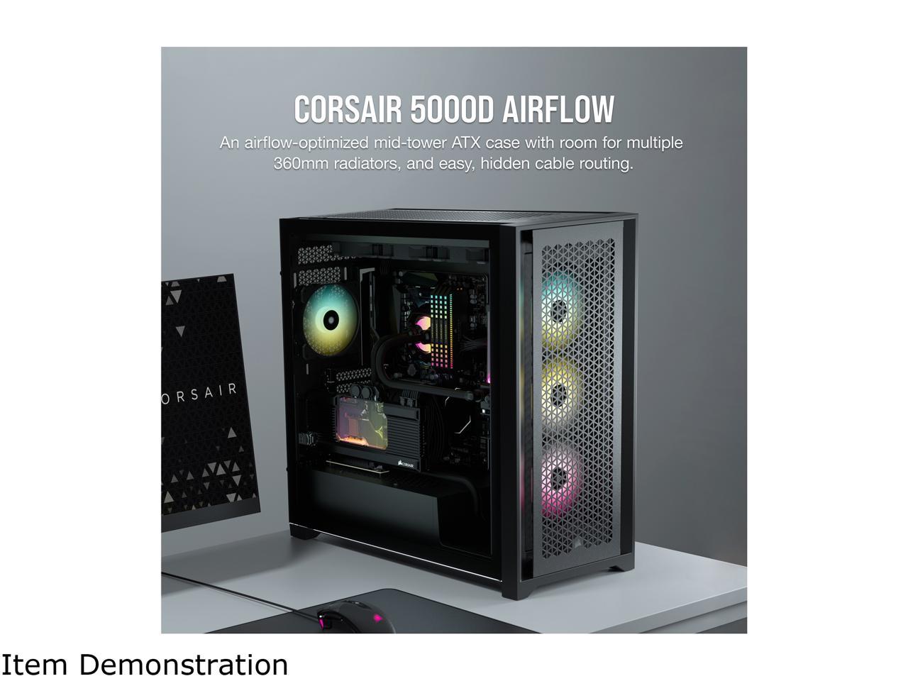 Corsair 5000D Airflow Tempered Glass Mid-Tower ATX PC Case, Black, CC-9011210-WW