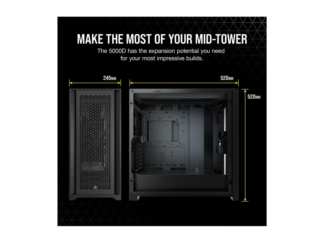 Corsair 5000D Airflow Tempered Glass Mid-Tower ATX PC Case, Black, CC-9011210-WW