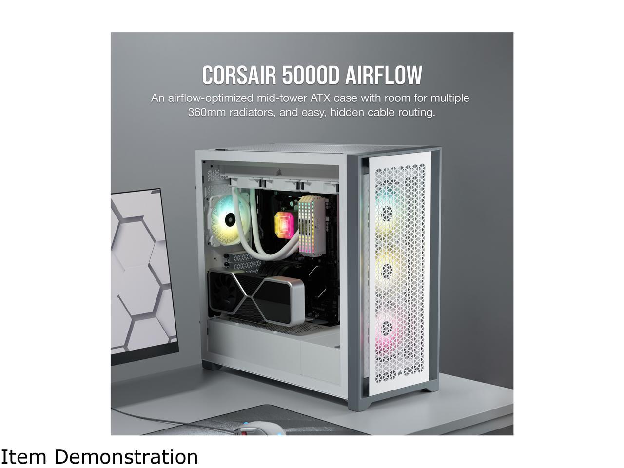 Corsair 5000D Airflow Tempered Glass Mid-Tower ATX PC Case, White, CC-9011211-WW