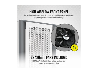 Corsair 5000D Airflow Tempered Glass Mid-Tower ATX PC Case, White, CC-9011211-WW