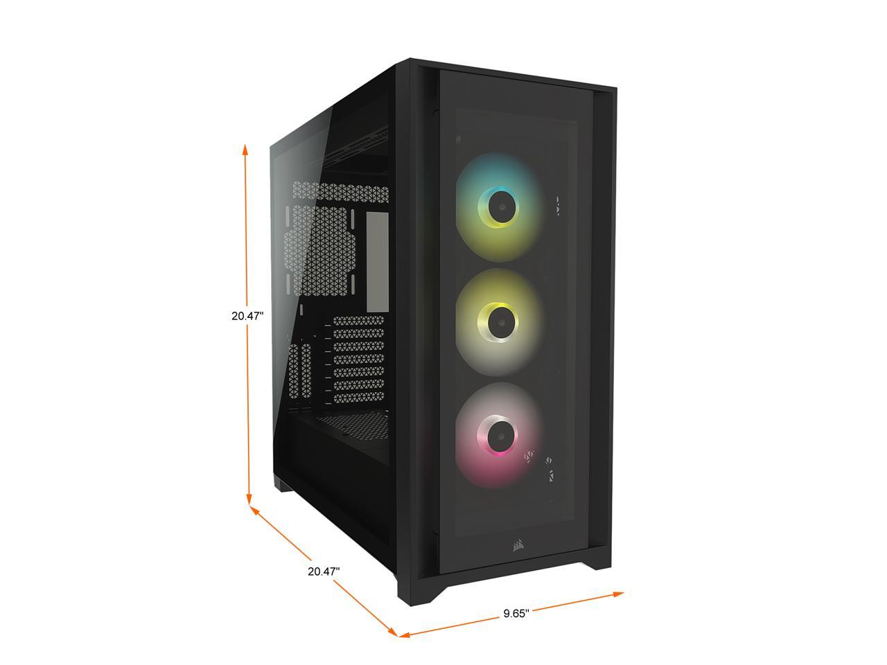 Corsair iCUE 5000X RGB Tempered Glass Mid-Tower ATX PC Smart Case, Black, CC-9011212-WW