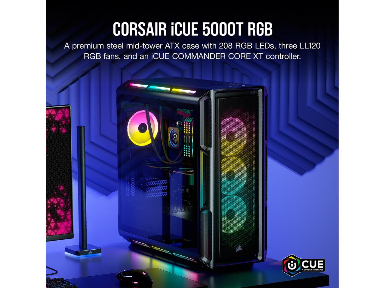 Corsair iCUE 5000T RGB CC-9011230-WW Black Steel / Plastic / Tempered Glass ATX Mid Tower Computer Case
