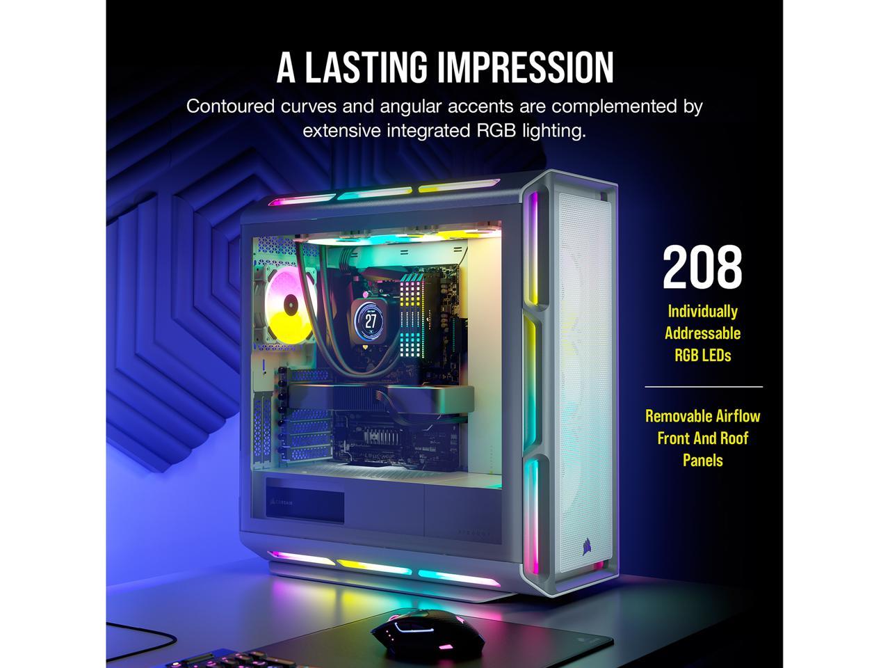 Corsair iCUE 5000T RGB CC-9011231-WW White Steel / Plastic / Tempered Glass ATX Mid Tower Computer Case