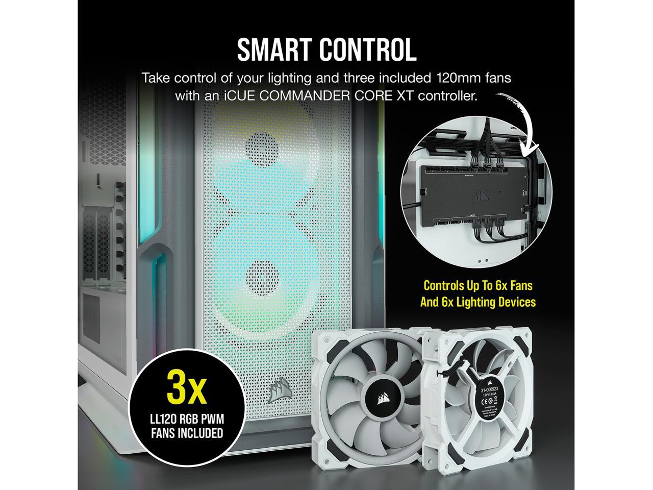 Corsair iCUE 5000T RGB CC-9011231-WW White Steel / Plastic / Tempered Glass ATX Mid Tower Computer Case
