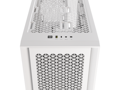CORSAIR iCUE 4000D RGB AIRFLOW Mid-Tower Case, True White - 3x AF120 RGB ELITE White Fans - iCUE Lighting Node PRO Controller - High-airflow Design