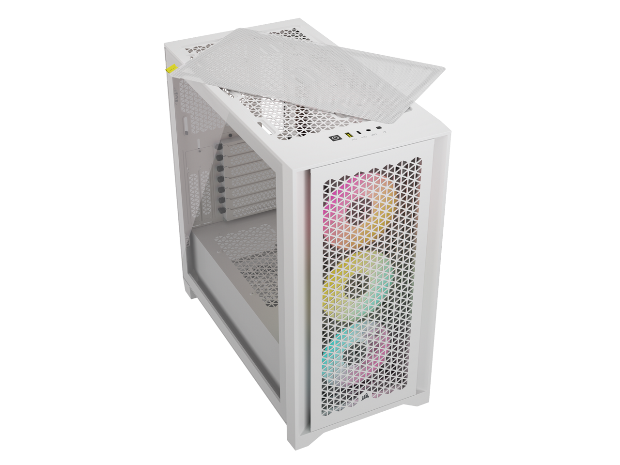 CORSAIR iCUE 4000D RGB AIRFLOW Mid-Tower Case, True White - 3x AF120 RGB ELITE White Fans - iCUE Lighting Node PRO Controller - High-airflow Design