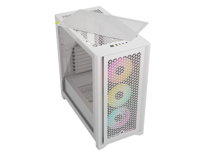 CORSAIR iCUE 4000D RGB AIRFLOW Mid-Tower Case, True White - 3x AF120 RGB ELITE White Fans - iCUE Lighting Node PRO Controller - High-airflow Design