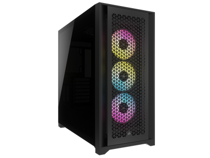 CORSAIR iCUE 5000D RGB AIRFLOW Mid-Tower Case, Black - 3x AF120 RGB ELITE Fans - iCUE Lighting Node PRO Controller - High-airflow Design