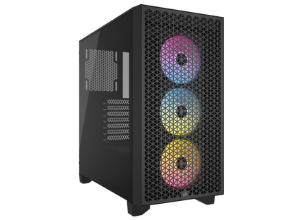 CORSAIR 3000D RGB AIRFLOW Mid-Tower PC Case - Black - 3x AR120 RGB Fans - Four-Slot GPU Support - Fits up to 8x 120mm fans - High-airflow Design