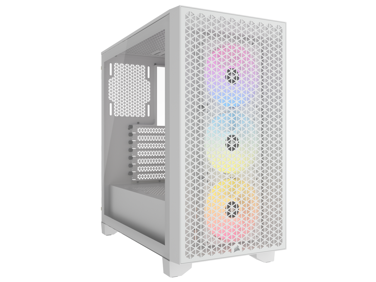 CORSAIR 3000D RGB AIRFLOW Mid-Tower PC Case - White - 3x AR120 RGB Fans - Four-Slot GPU Support – Fits up to 8x 120mm fans - High Airflow Design