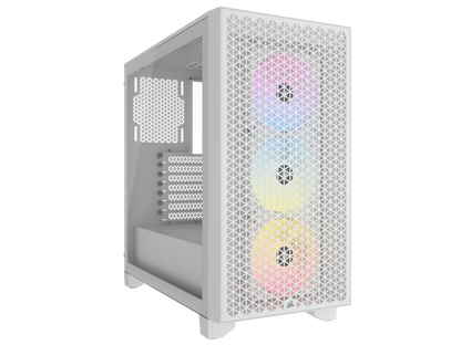CORSAIR 3000D RGB AIRFLOW Mid-Tower PC Case - White - 3x AR120 RGB Fans - Four-Slot GPU Support – Fits up to 8x 120mm fans - High Airflow Design
