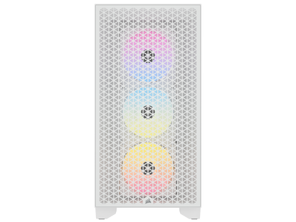 CORSAIR 3000D RGB AIRFLOW Mid-Tower PC Case - White - 3x AR120 RGB Fans - Four-Slot GPU Support – Fits up to 8x 120mm fans - High Airflow Design