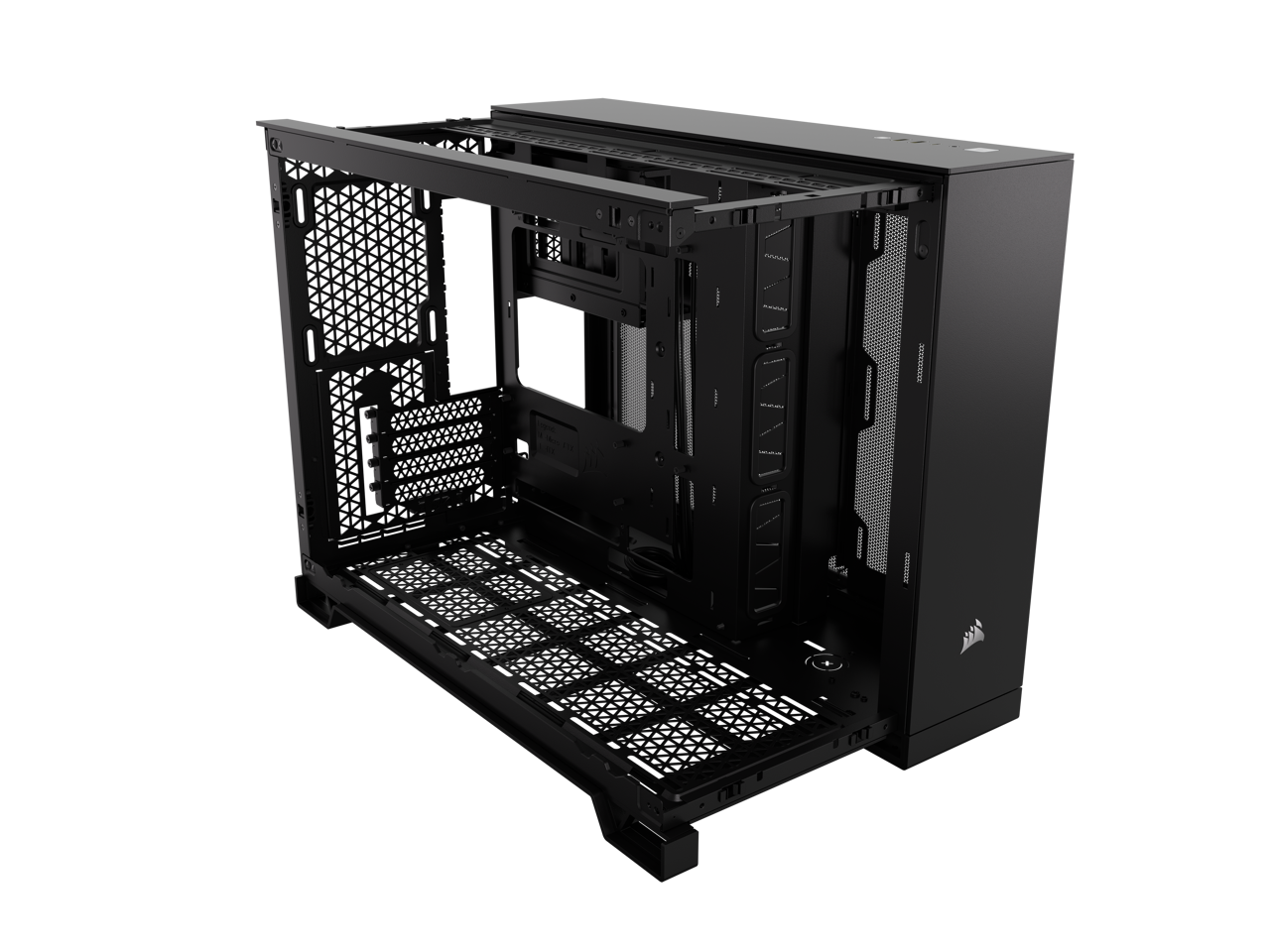 CORSAIR 2500D AIRFLOW Micro ATX Dual Chamber PC Case – Fully Mesh Front, Side, and Roof Panels – Fits up to 11x 120mm fans – 4x AIO Radiator Mounting Positions