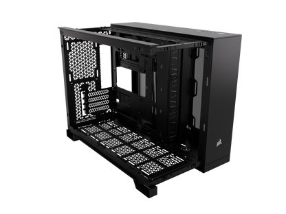 CORSAIR 2500D AIRFLOW Micro ATX Dual Chamber PC Case – Fully Mesh Front, Side, and Roof Panels – Fits up to 11x 120mm fans – 4x AIO Radiator Mounting Positions
