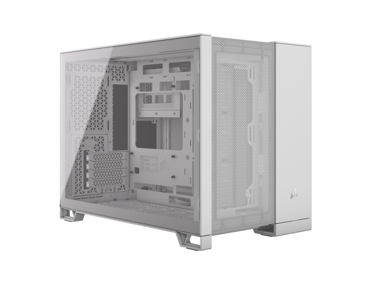 CORSAIR 2500D AIRFLOW Micro ATX Dual Chamber PC Case – White – Fully Mesh Front, Side, and Roof Panels – Fits up to 11x 120mm fans – 4x AIO Radiator Mounting Positions
