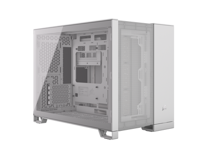 CORSAIR 2500D AIRFLOW Micro ATX Dual Chamber PC Case – White – Fully Mesh Front, Side, and Roof Panels – Fits up to 11x 120mm fans – 4x AIO Radiator Mounting Positions