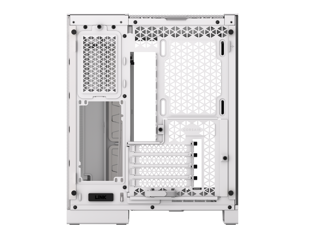 CORSAIR 2500D AIRFLOW Micro ATX Dual Chamber PC Case – White – Fully Mesh Front, Side, and Roof Panels – Fits up to 11x 120mm fans – 4x AIO Radiator Mounting Positions