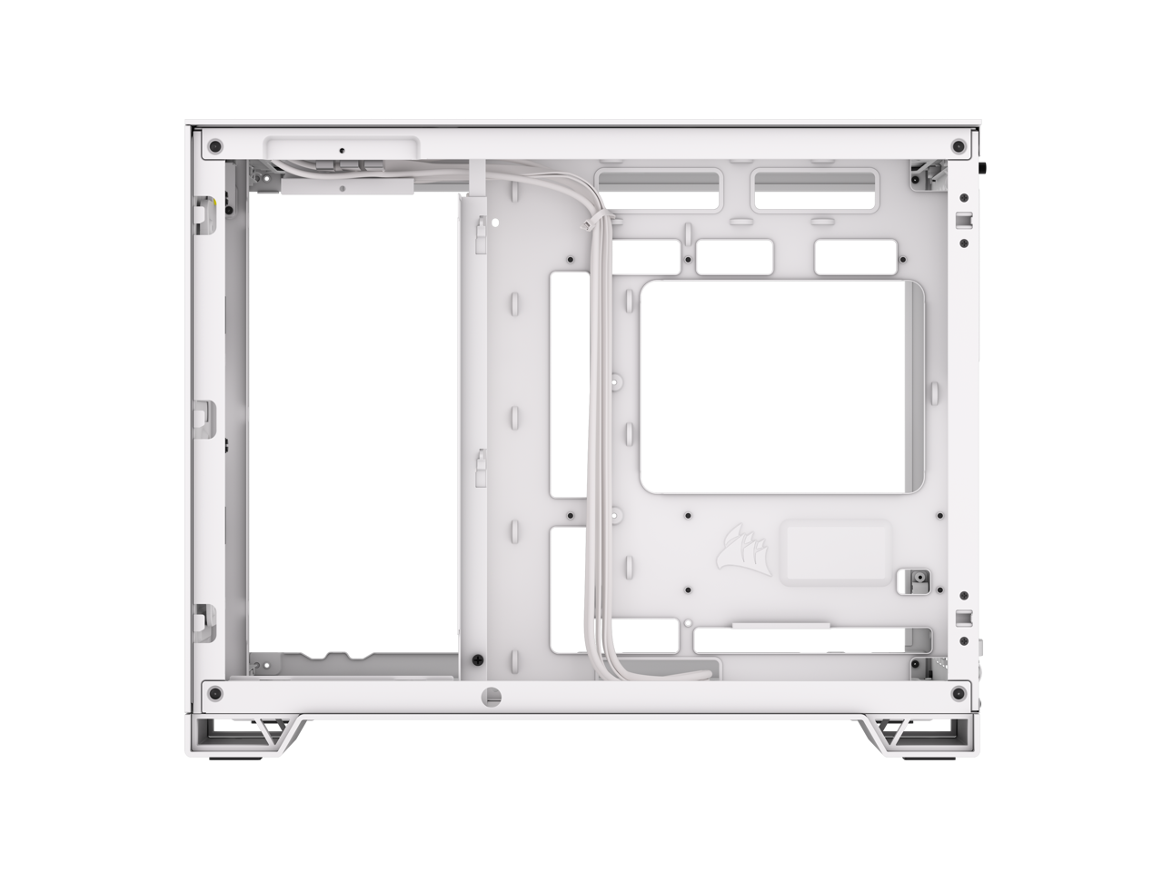 CORSAIR 2500D AIRFLOW Micro ATX Dual Chamber PC Case – White – Fully Mesh Front, Side, and Roof Panels – Fits up to 11x 120mm fans – 4x AIO Radiator Mounting Positions