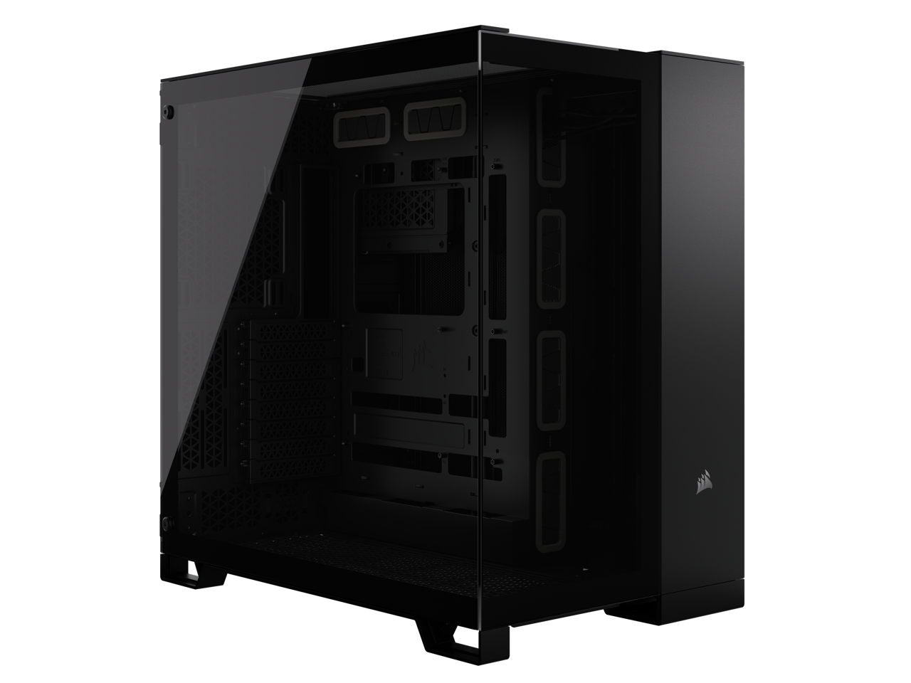 CORSAIR 6500X Mid-Tower Dual Chamber PC Case – Unobstructed view with wraparound front and side glass panels – Fits up to 10x 120mm fans – 4x Radiator Mounting Positions
