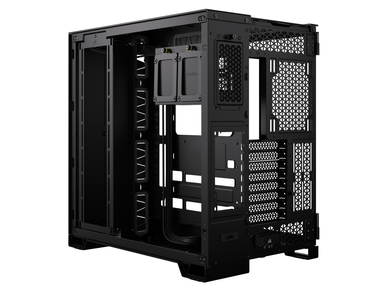 CORSAIR 6500X Mid-Tower Dual Chamber PC Case – Unobstructed view with wraparound front and side glass panels – Fits up to 10x 120mm fans – 4x Radiator Mounting Positions