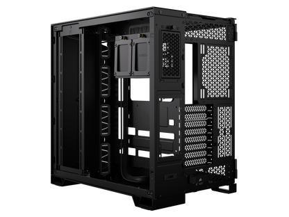 CORSAIR 6500X Mid-Tower Dual Chamber PC Case – Unobstructed view with wraparound front and side glass panels – Fits up to 10x 120mm fans – 4x Radiator Mounting Positions