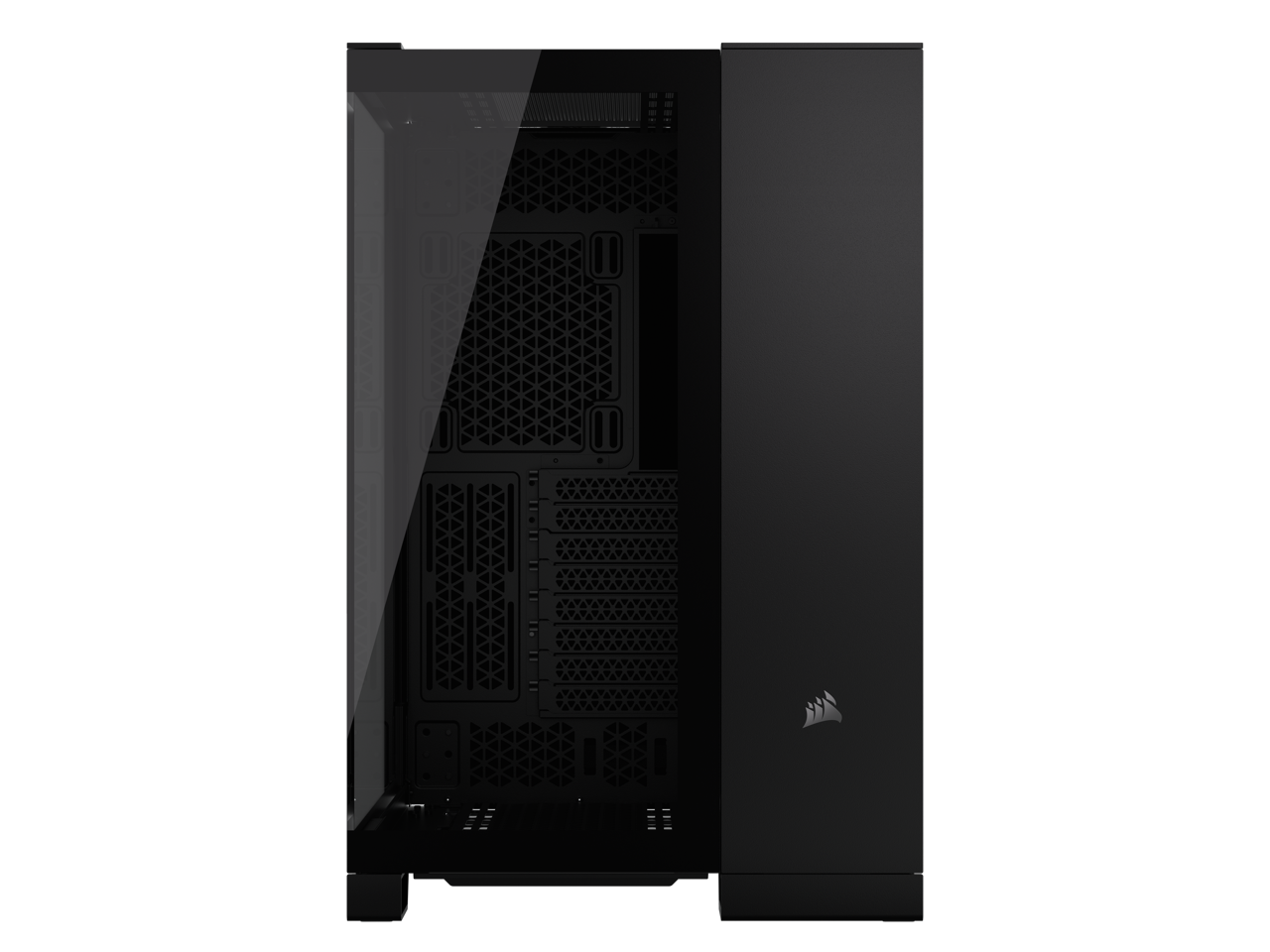 CORSAIR 6500X Mid-Tower Dual Chamber PC Case – Unobstructed view with wraparound front and side glass panels – Fits up to 10x 120mm fans – 4x Radiator Mounting Positions