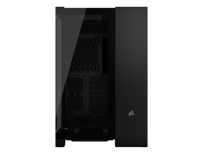 CORSAIR 6500X Mid-Tower Dual Chamber PC Case – Unobstructed view with wraparound front and side glass panels – Fits up to 10x 120mm fans – 4x Radiator Mounting Positions