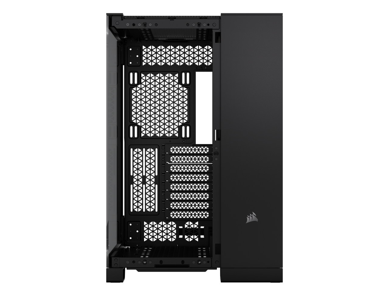 CORSAIR 6500X Mid-Tower Dual Chamber PC Case – Unobstructed view with wraparound front and side glass panels – Fits up to 10x 120mm fans – 4x Radiator Mounting Positions