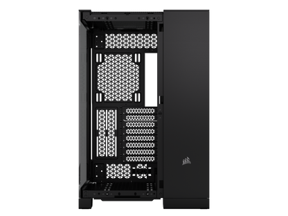 CORSAIR 6500X Mid-Tower Dual Chamber PC Case – Unobstructed view with wraparound front and side glass panels – Fits up to 10x 120mm fans – 4x Radiator Mounting Positions