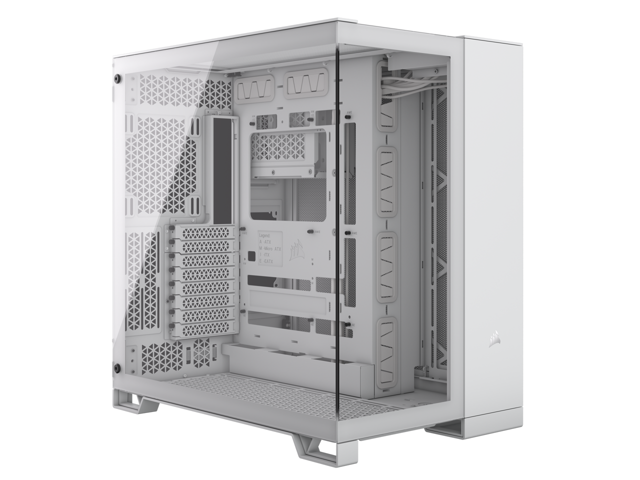 CORSAIR 6500X Mid-Tower Dual Chamber PC Case – White - Unobstructed view with wraparound front and side glass panels – Fits up to 10x 120mm fans – 4x Radiator Mounting Positions