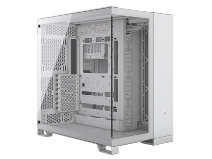 CORSAIR 6500X Mid-Tower Dual Chamber PC Case – White - Unobstructed view with wraparound front and side glass panels – Fits up to 10x 120mm fans – 4x Radiator Mounting Positions