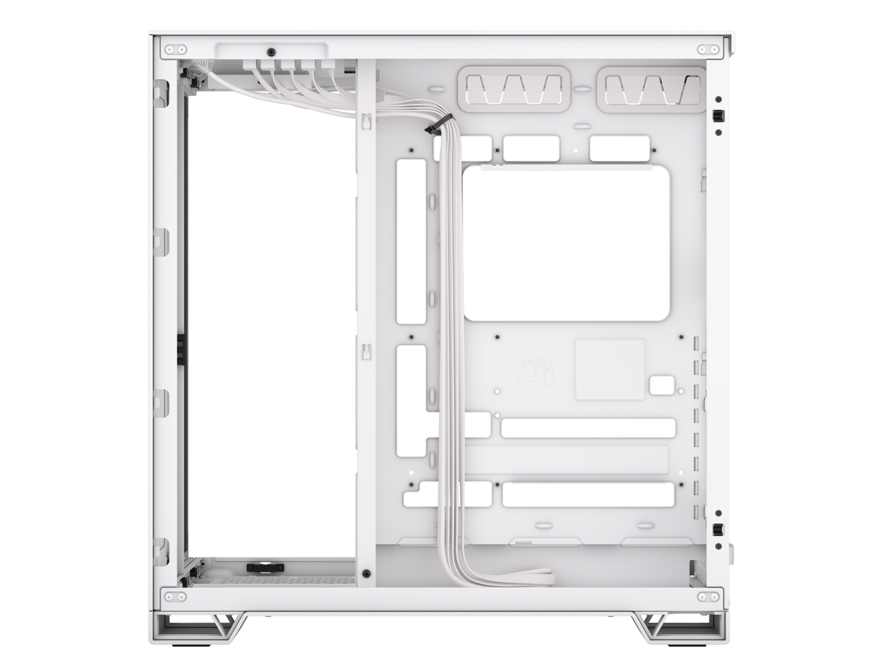 CORSAIR 6500X Mid-Tower Dual Chamber PC Case – White - Unobstructed view with wraparound front and side glass panels – Fits up to 10x 120mm fans – 4x Radiator Mounting Positions
