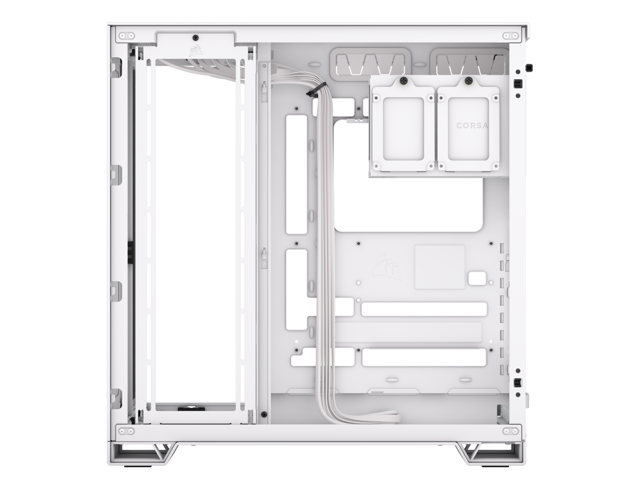 CORSAIR 6500X Mid-Tower Dual Chamber PC Case – White - Unobstructed view with wraparound front and side glass panels – Fits up to 10x 120mm fans – 4x Radiator Mounting Positions