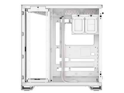 CORSAIR 6500X Mid-Tower Dual Chamber PC Case – White - Unobstructed view with wraparound front and side glass panels – Fits up to 10x 120mm fans – 4x Radiator Mounting Positions