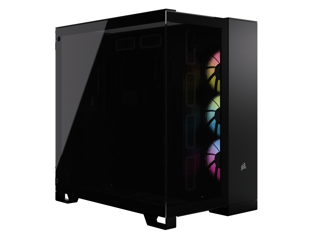 CORSAIR iCUE LINK 6500X RGB Mid-Tower Dual Chamber PC Case – Black -Two Tempered Glass Panels – 3x RX120 RGB Fans Included