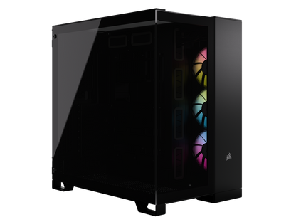 CORSAIR iCUE LINK 6500X RGB Mid-Tower Dual Chamber PC Case – Black -Two Tempered Glass Panels – 3x RX120 RGB Fans Included