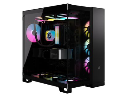 CORSAIR iCUE LINK 6500X RGB Mid-Tower Dual Chamber PC Case – Black -Two Tempered Glass Panels – 3x RX120 RGB Fans Included