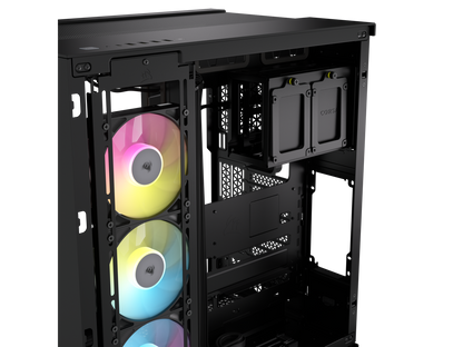 CORSAIR iCUE LINK 6500X RGB Mid-Tower Dual Chamber PC Case – Black -Two Tempered Glass Panels – 3x RX120 RGB Fans Included
